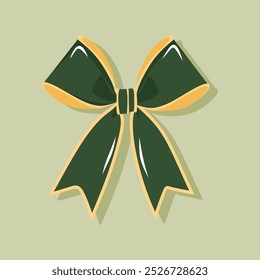 green gift ribbon bow vector art design with light green background 