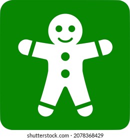 Green gingerbread man icon, vector illustration