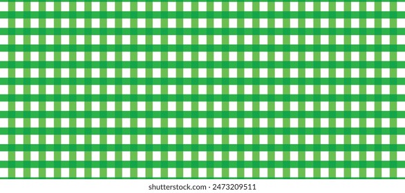 Green gingham fabric square checkered seamless pattern vintage background.