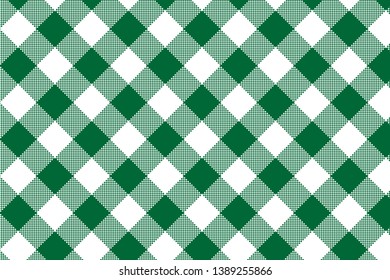 Green Gingham pattern. Texture from rhombus/squares for - plaid, tablecloths, clothes, shirts, dresses, paper, bedding, blankets, quilts and other textile products. Vector illustration EPS 10