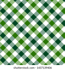 Green Gingham pattern. Texture from rhombus/squares for - plaid, tablecloths, clothes, shirts, dresses, paper, bedding, blankets, quilts and other textile products. Vector illustration EPS 10