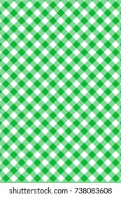 Green Gingham pattern. Texture from rhombus/squares for - plaid, tablecloths, clothes, shirts, dresses, paper, blankets, restaurant menu, quilts and other textile products. Vector illustration.