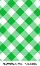 Green Gingham pattern. Texture from rhombus/squares for - plaid, tablecloths, clothes, shirts, dresses, paper, blankets, restaurant menu, quilts and other textile products. Vector illustration.