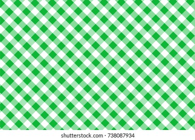 Green Gingham pattern. Texture from rhombus/squares for - plaid, tablecloths, clothes, shirts, dresses, paper, blankets, restaurant menu, quilts and other textile products. Vector illustration.