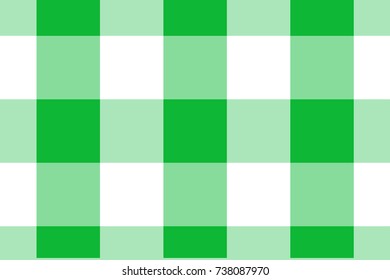 Green Gingham pattern. Texture from rhombus/squares for - plaid, tablecloths, clothes, shirts, dresses, paper, blankets, restaurant menu, quilts and other textile products. Vector illustration.