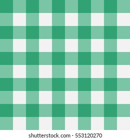 Green Gingham seamless pattern. Perpendicular strips. Texture for - plaid, tablecloths, clothes, shirts, dresses, paper, bedding, blankets, quilts and other textile products. Vector illustration.