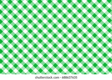 Green Gingham seamless pattern. Texture from rhombus/squares for - plaid, tablecloths, clothes, shirts, dresses, paper, bedding, blankets, quilts and other textile products. Vector illustration.