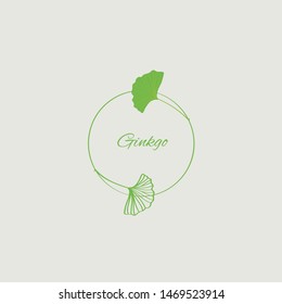 Green ginkgo leaves frame illustration