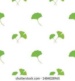 Green ginkgo leaves seamless pattern. Vector illustration