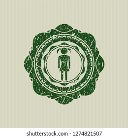 Green girl icon inside rubber stamp