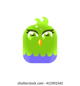 Icono Verde De Chick Square Colorido Brillante Estilo De Dibujo Infantil Icono Vector Plano Aislado En Fondo Blanco
