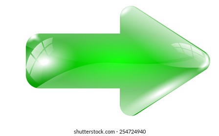 Green  glass  arrow - vector drawing isolated on white background