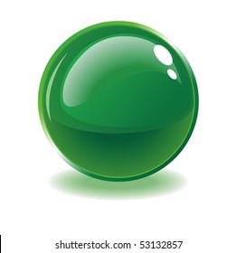 Green glass ball. Vector