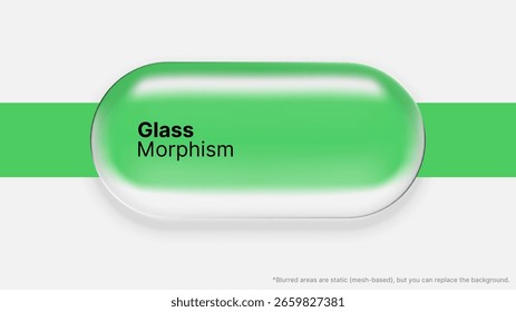 Barra de vidrio verde con efecto morfismo de vidrio. Diseño moderno de interfaz de usuario. Fondo de gradiente líquido Abstractas.	
