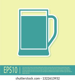 Green Glass of beer icon isolated on yellow background. Vector Illustration