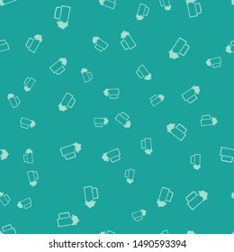 Green Glass of beer icon isolated seamless pattern on green background.  Vector Illustration