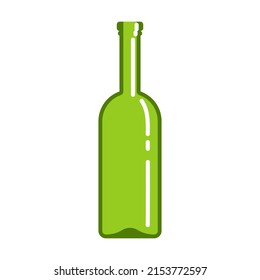 green glass bottle. Garbage recycle bin. Vector illustration of trash container classification. Cartoon plastic, glass, metal, organic, paper trash for dustbins isolated on white