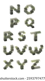 green glass brick alphabet N-Z 3D vector icon set. for design need, animation, game, apps, Ui Design, web design, presentation, flyer or poster, social media advertising, content creator, and other.