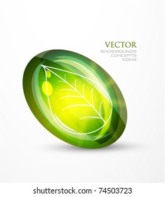 Green glass leaf vector background