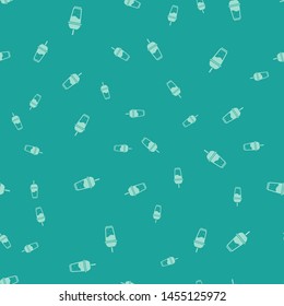 Green Glass of lemonade with drinking straw icon isolated seamless pattern on green background.  Vector Illustration