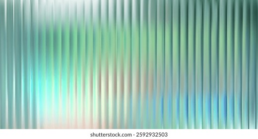 Green glass pattern texture effect. Holograph ice reed metal. Abstract 3d ribbed line gradient. Fluted laser ripple striations. Silver light corrugated transparent wall. Frosted plastic prism panel