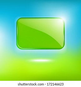 Green glass plate. Vector.