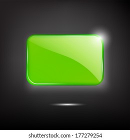 Green glass plate. Vector. 