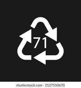 Green Glass recycling code 71 GL. Vector illustration