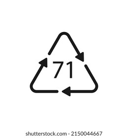 Green Glass recycling code 71 GL. Vector illustration