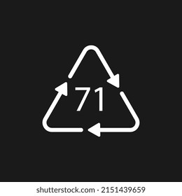 Green Glass recycling code 71 GL. Vector illustration