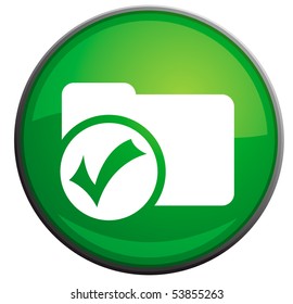 green glass round icon of folder