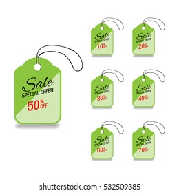 Green glass sale labels set.