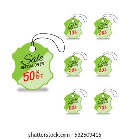 Green glass sale labels set.