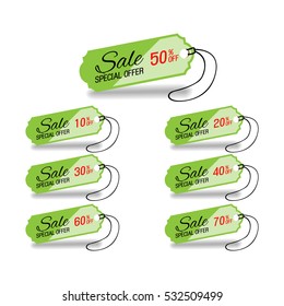 Green glass sale labels set.