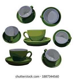 Green glass vector set taken several angles Isolated On White Background