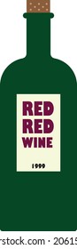 Green glass wine bottle vector illustration