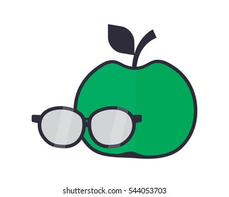 green glasses apple fruit image vector icon logo