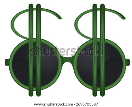 Green glasses with usd icon. vector	

