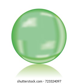 Green glassy transparent sphere isolated on a white background