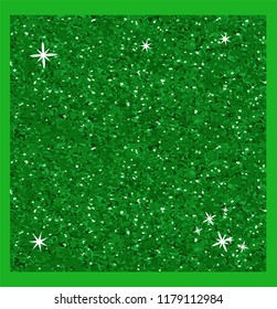 Green glitter with green frame. Happy christmas.