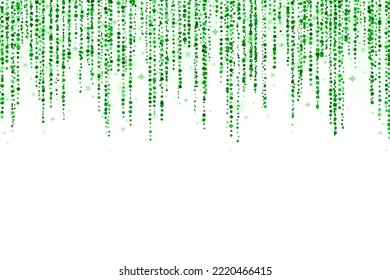 Green glitter garland decoration on white background. Vector