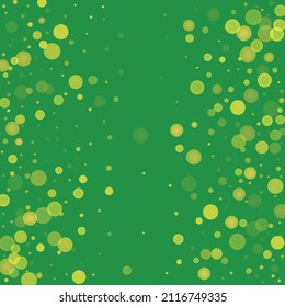 Green glitter on a green background. Explosion of confetti. Vector festive background. Summer, spring print. Abstract element of design for new year, christmass, birthday, wedding card, banner, poster