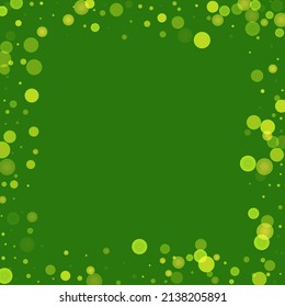 Green glitter on a green background. Explosion of confetti. Vector festive background. Summer, spring print. Abstract element of design for new year, christmass, birthday, wedding card, banner, poster