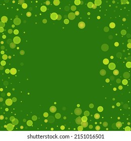 Green glitter on a green background. Explosion of confetti. Vector festive background. Summer, spring print. Abstract element of design for new year, christmass, birthday, wedding card, banner, poster