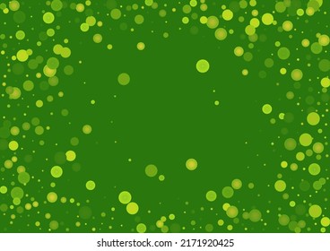 Green glitter on a green background. Explosion of confetti. Vector festive background. Summer, spring print. Abstract element of design for new year, christmass, birthday, wedding card, banner, poster