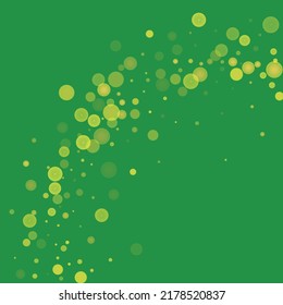 Green glitter on a green background. Explosion of confetti. Vector festive background. Summer, spring print. Abstract element of design for new year, christmass, birthday, wedding card, banner, poster