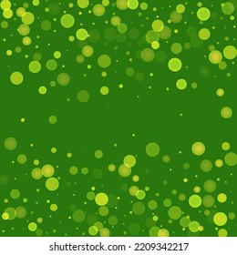 Green glitter on a green background. Explosion of confetti. Vector festive background. Summer, spring print. Abstract element of design for new year, christmass, birthday, wedding card, banner, poster