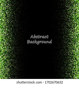 Green glitter sparkle confetti explosion background or party invite for happy birthday frame, wedding border, Valentine’s Day love beauty, Christmas card or new years eve fireworks burst
