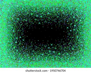 Green glitter sparks. Shiny confetti and glowing lights. Vector illustration.

