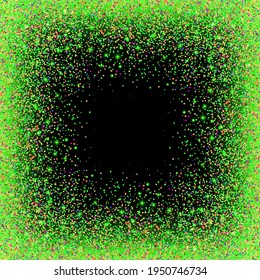 Green glitter sparks. Shiny confetti and glowing lights. Vector illustration.
